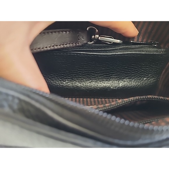 Brighton Croc Double Strap Leather Shoulder Bag Black Brown Western Hobo Purse - Picture 13 of 14